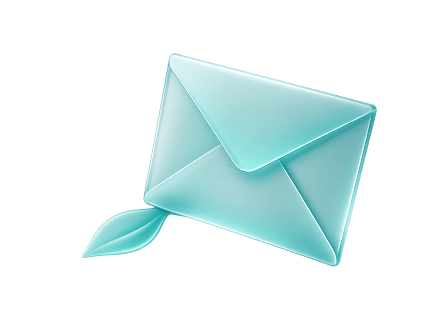 Tadpl Mail illustration: a glass envelope with a short tadpole tail